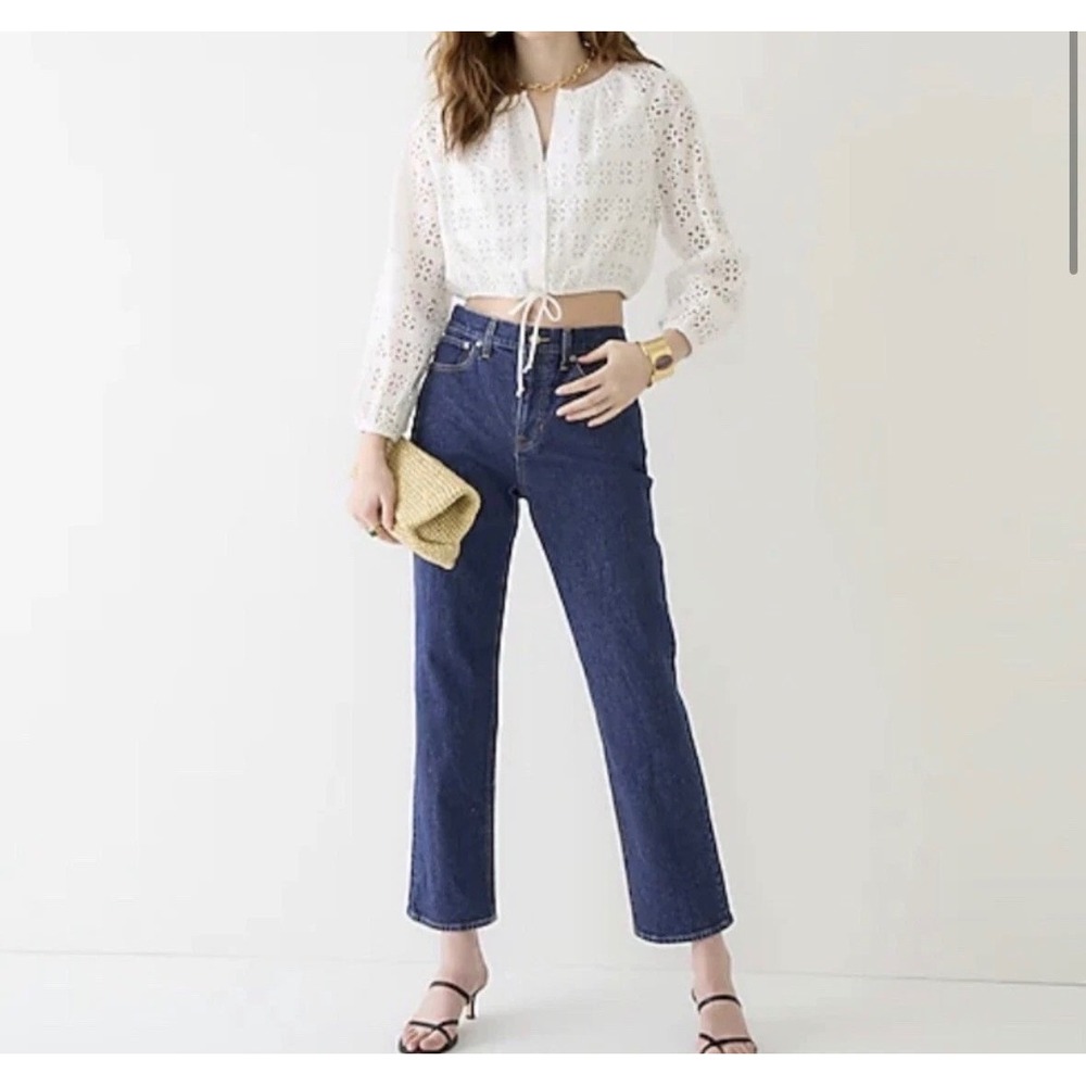 J.Crew Classic Straight Leg High Rise Jeans Dark Wash Blue Denim Size 27